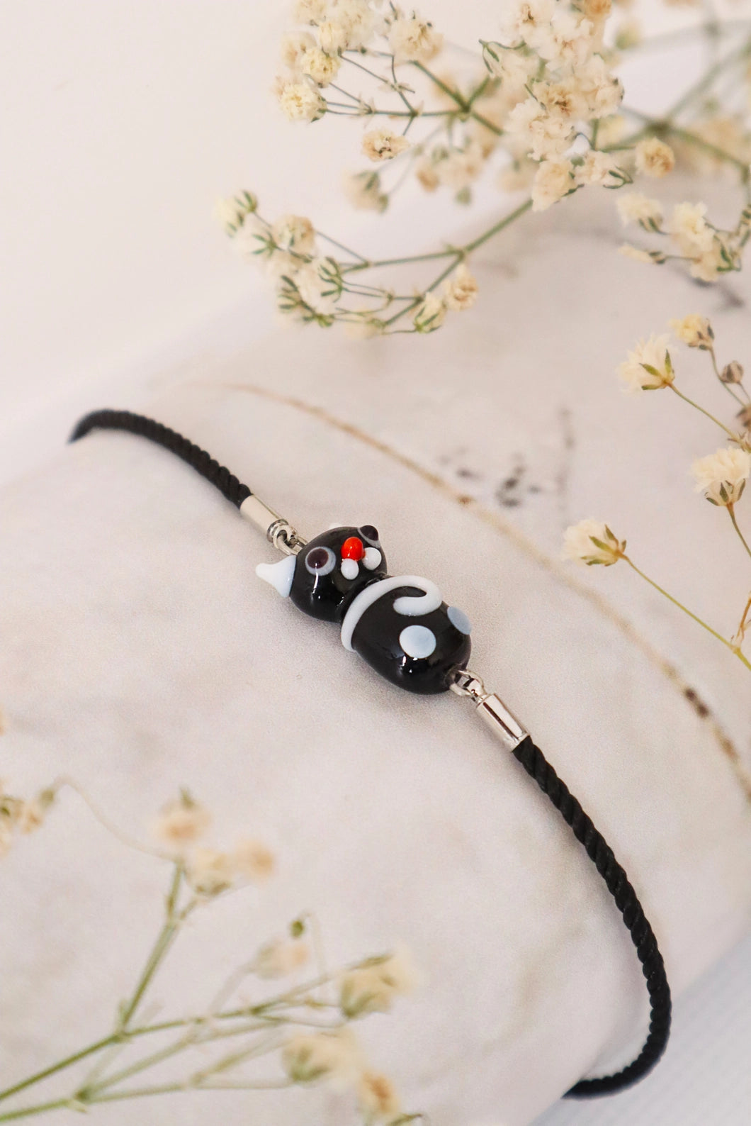 Murano Glass Black Cat Bracelet